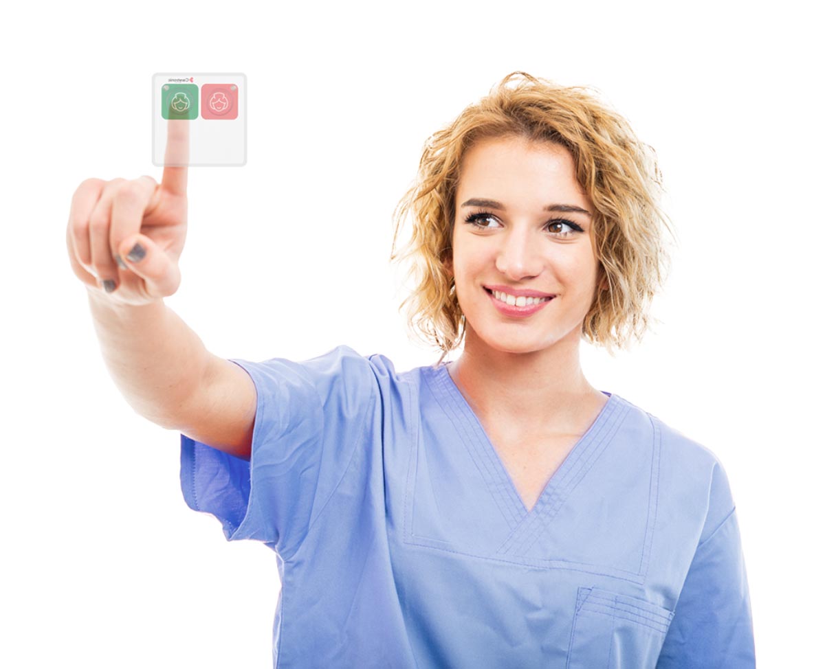 nurse using nurse call buttons