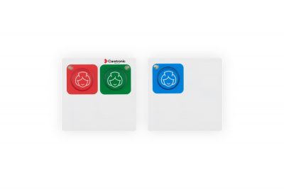 crveni gumb za poziv, zeleni gumb za resetiranje i plavi gumb za oživljavanje